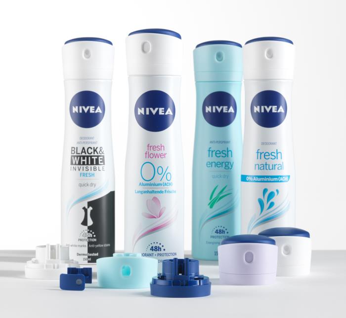 Weener Plastics' attractive spray cap for new Nivea deodorant packaging